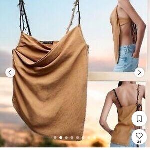 🤎Zara Wrap Asymmetrical Beaded Top NWOT🤎SZ S